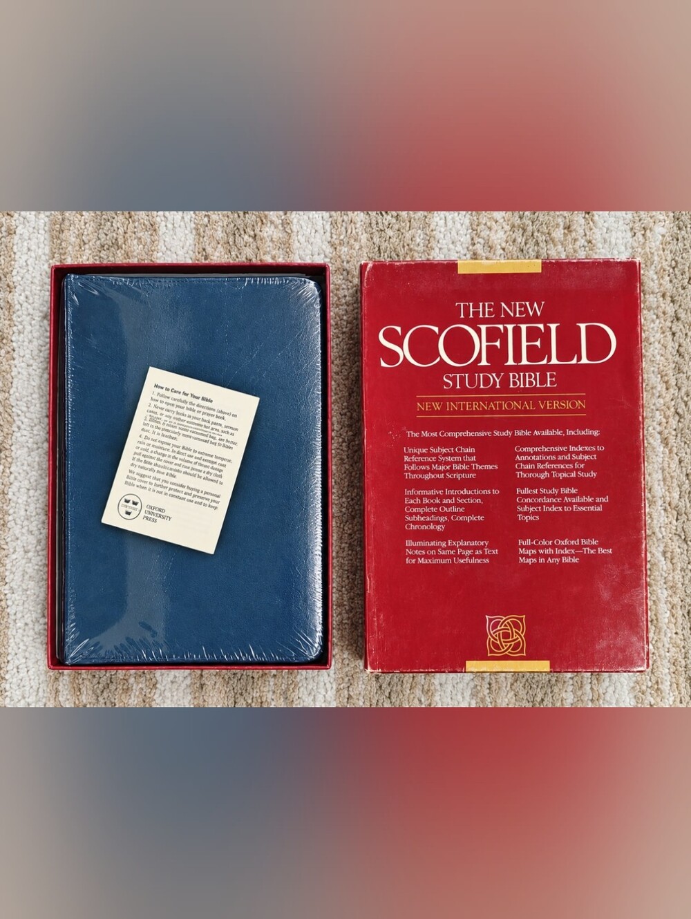 Rare 1989 Oxford New Scofield Study Bible NIV 1984,Blue Leather,Read description